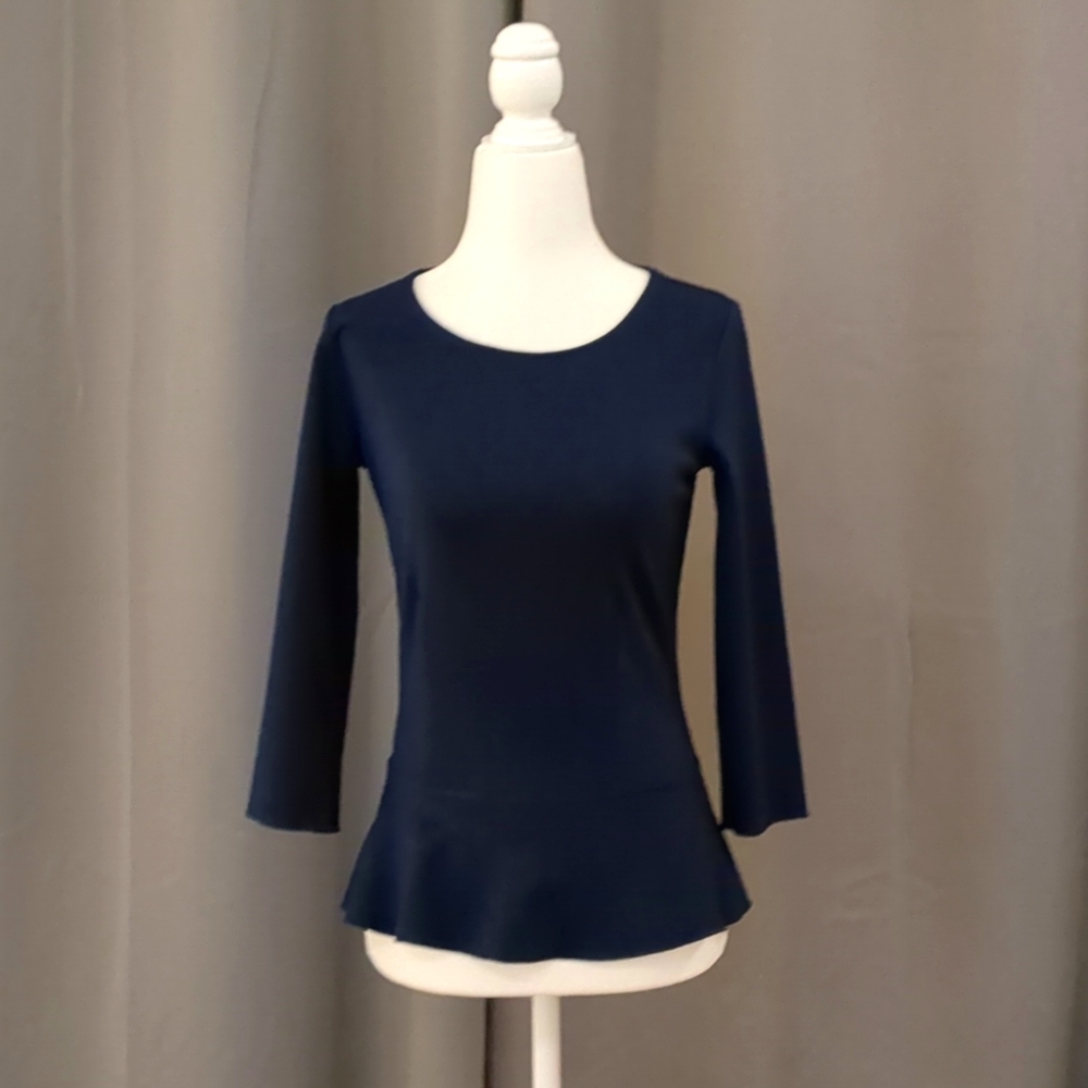 Ann Taylor navy blue peplum blouse in size XXSP XXS petite